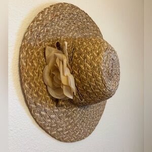Scala Straw Sun Hat with Beige Flower Accent